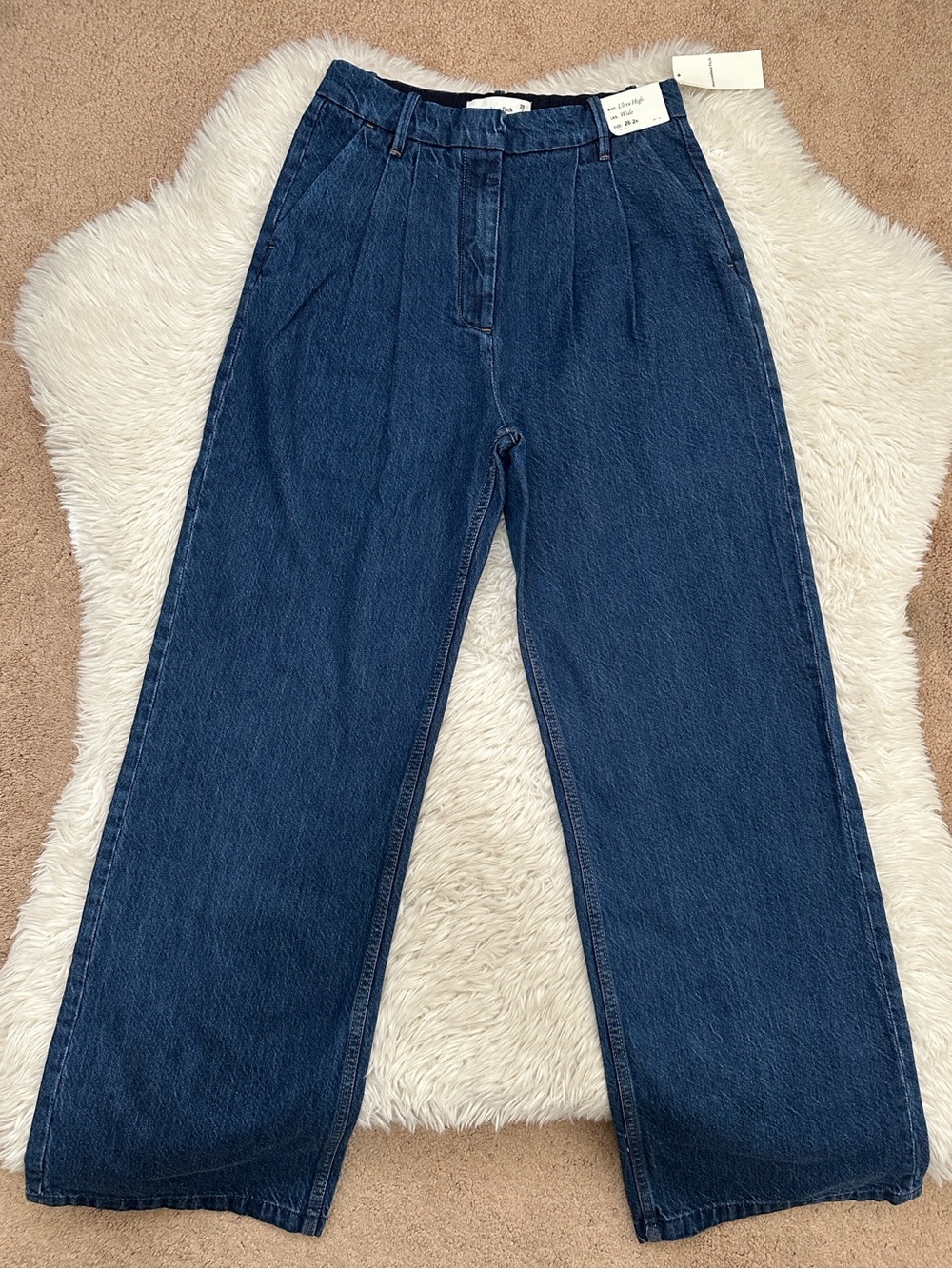 Abercrombie & Fitch Wide-Leg Dark Blue Denim Pants - Picture 3 of 5